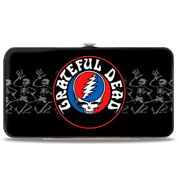 Buckle-Down Hinged Wallet - GRATEFUL DEAD Steal Your Face Logo Dancing Skeletons Black Gray Red White Blue