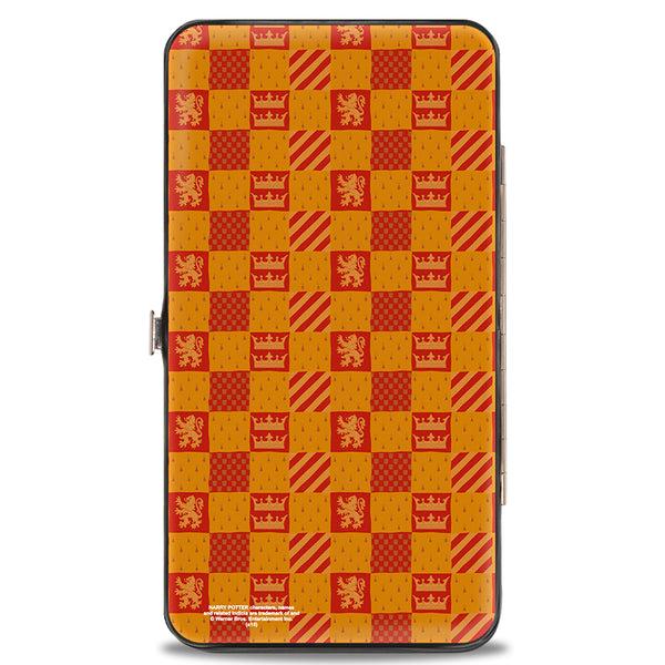 Buckle-Down Hinged Wallet - Harry Potter GRYFFINDOR Crest Heraldry Checkers Golds Reds