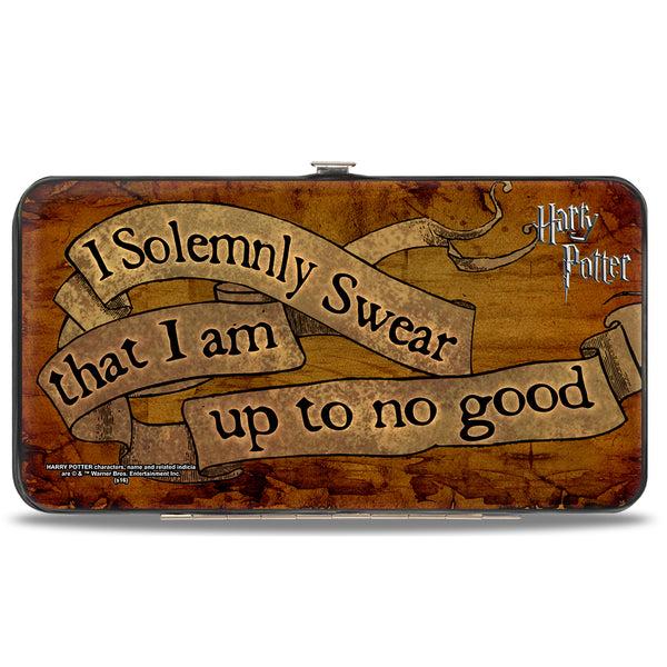 Buckle-Down Hinged Wallet - Harry Potter I SOLEMNLY SWEAR THAT I AM UP TO NO GOOD Banner Tan Black