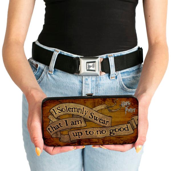 Buckle-Down Hinged Wallet - Harry Potter I SOLEMNLY SWEAR THAT I AM UP TO NO GOOD Banner Tan Black