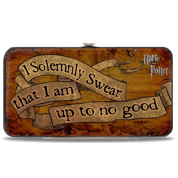 Buckle-Down Hinged Wallet - Harry Potter I SOLEMNLY SWEAR THAT I AM UP TO NO GOOD Banner Tan Black