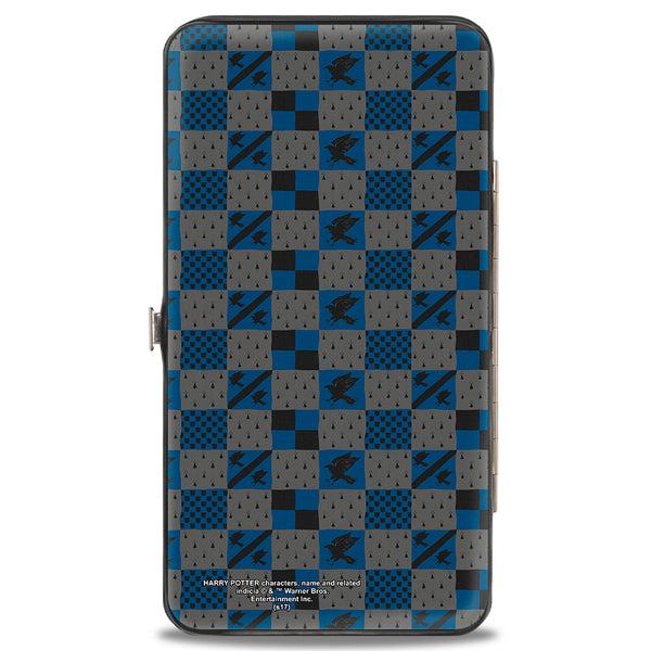 Buckle-Down Hinged Wallet - Harry Potter RAVENCLAW Crest Heraldry Checkers Gray Blues