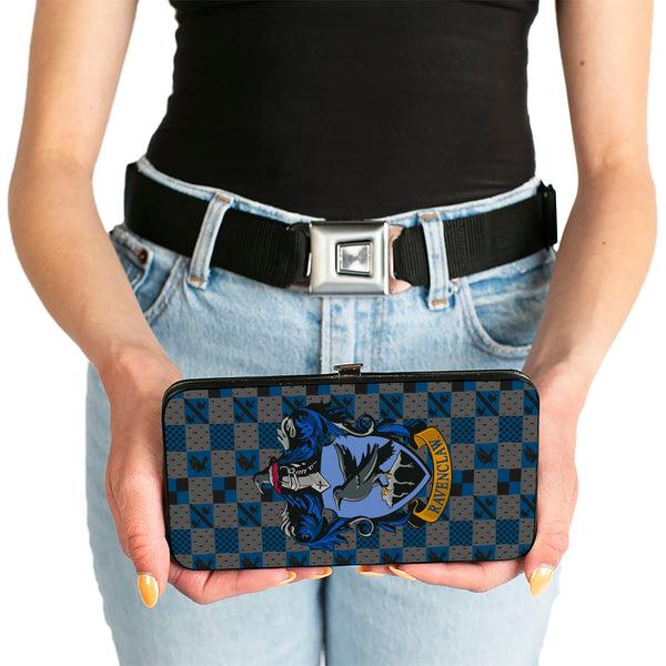 Buckle-Down Hinged Wallet - Harry Potter RAVENCLAW Crest Heraldry Checkers Gray Blues