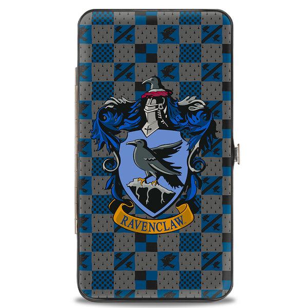 Buckle-Down Hinged Wallet - Harry Potter RAVENCLAW Crest Heraldry Checkers Gray Blues