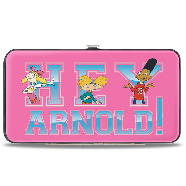 Buckle-Down Hinged Wallet - HEY ARNOLD 3-Character Poses + Stripes Pinks Blues