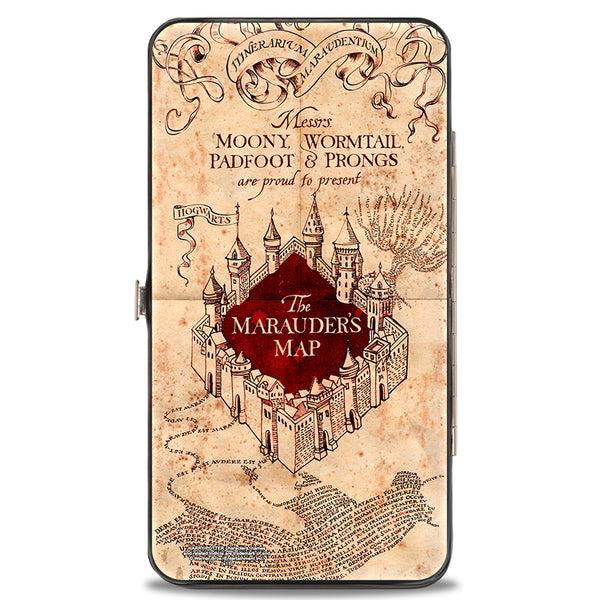 Buckle-Down Hinged Wallet - Hogwarts School THE MARAUDER'S MAP Tan Reds