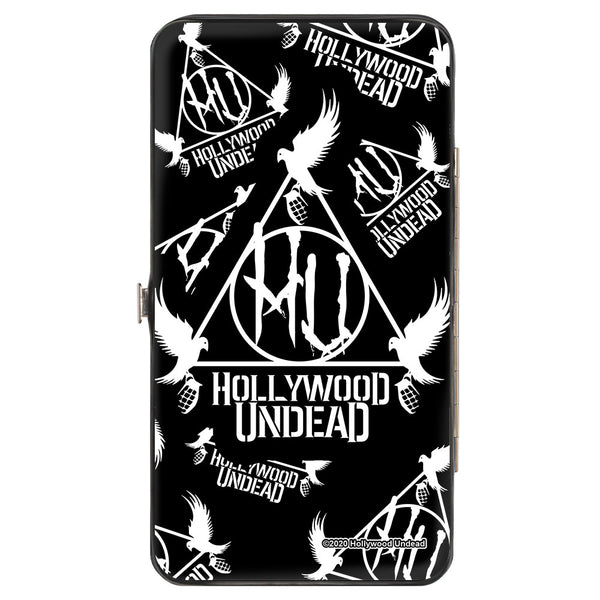 Buckle-Down Hinged Wallet - HOLLYWOOD UNDEAD Triangle Dove And Grenade Logo Black White