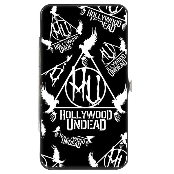 Buckle-Down Hinged Wallet - HOLLYWOOD UNDEAD Triangle Dove and Grenade Logo Black White