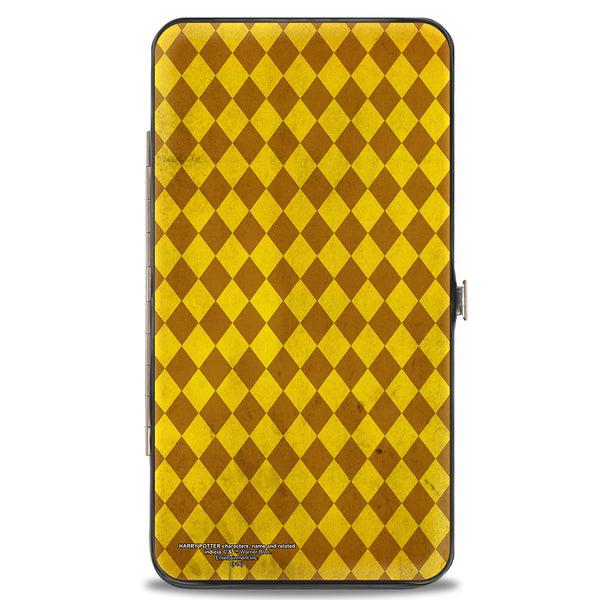 Buckle-Down Hinged Wallet - HUFFLEPUFF Crest Stripes Diamonds Gold Browns