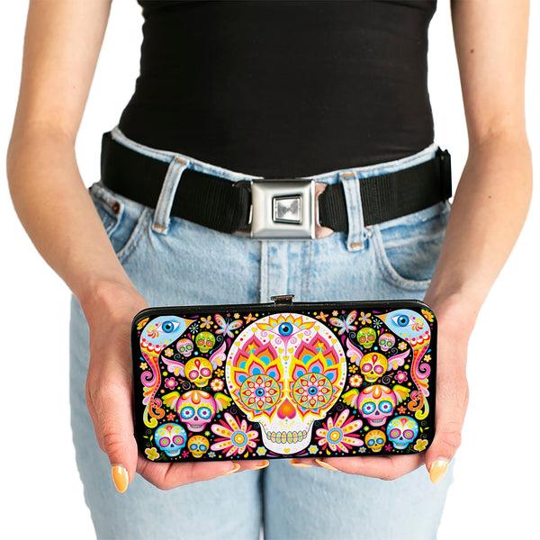 Buckle-Down Hinged Wallet - Illuminate Calaveras Black Multi Color