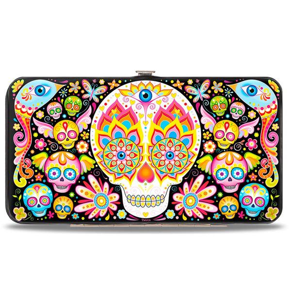 Buckle-Down Hinged Wallet - Illuminate Calaveras Black Multi Color