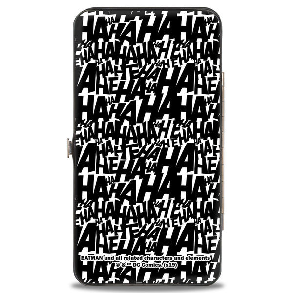 Buckle-Down Hinged Wallet - Joker The Killing Joke Holding Head Pose + HAHAHA Repeat White Black