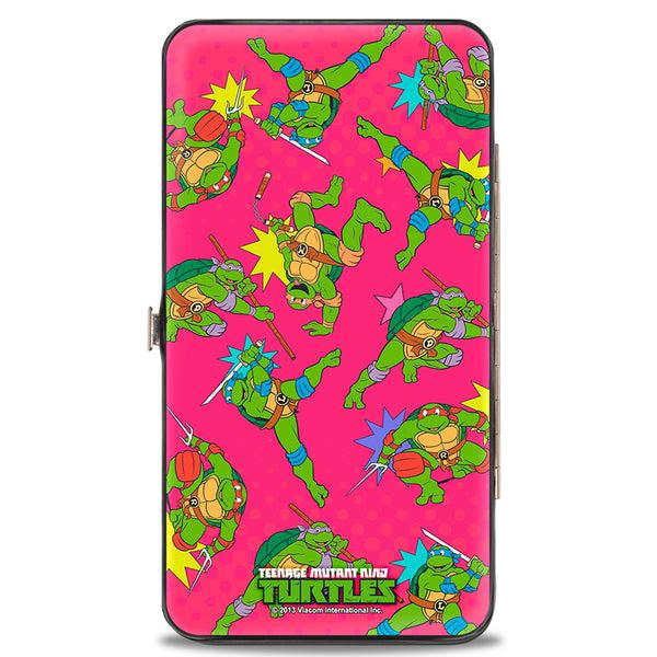 Buckle-Down Hinged Wallet - KAPOW Donatello Action Pose Scattered Turtle Action Poses Halftone Pinks