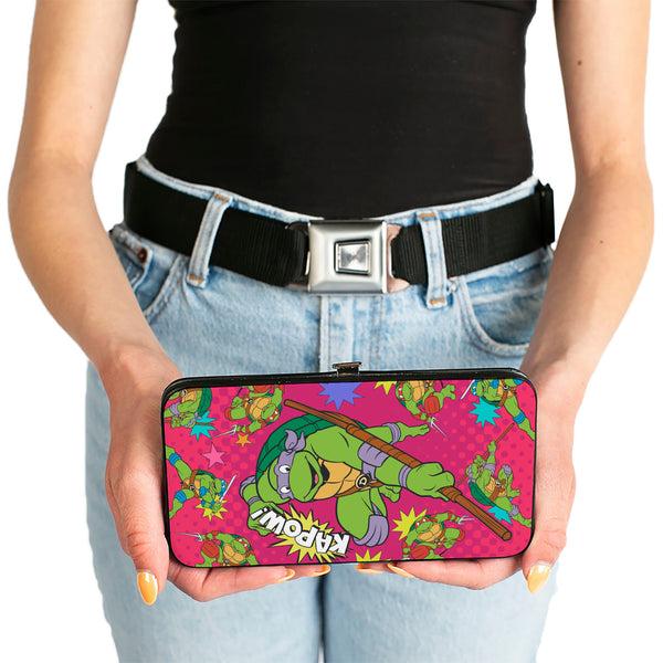 Buckle-Down Hinged Wallet - KAPOW Donatello Action Pose Scattered Turtle Action Poses Halftone Pinks