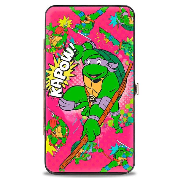 Buckle-Down Hinged Wallet - KAPOW Donatello Action Pose Scattered Turtle Action Poses Halftone Pinks