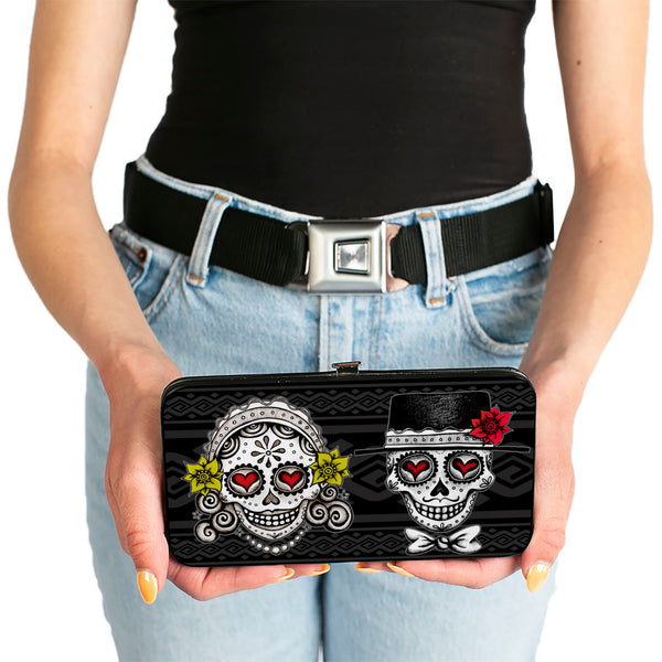 Buckle-Down Hinged Wallet - Los Novios Black Gray White Multi Color