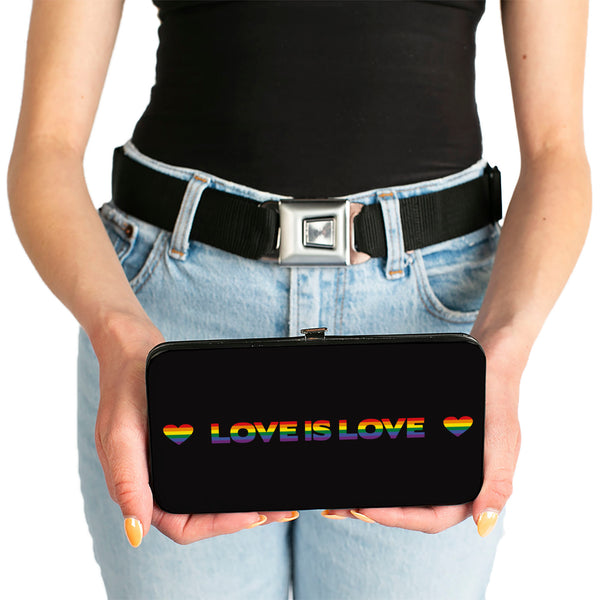 Buckle-Down Hinged Wallet - LOVE IS LOVE Heart Black Rainbow