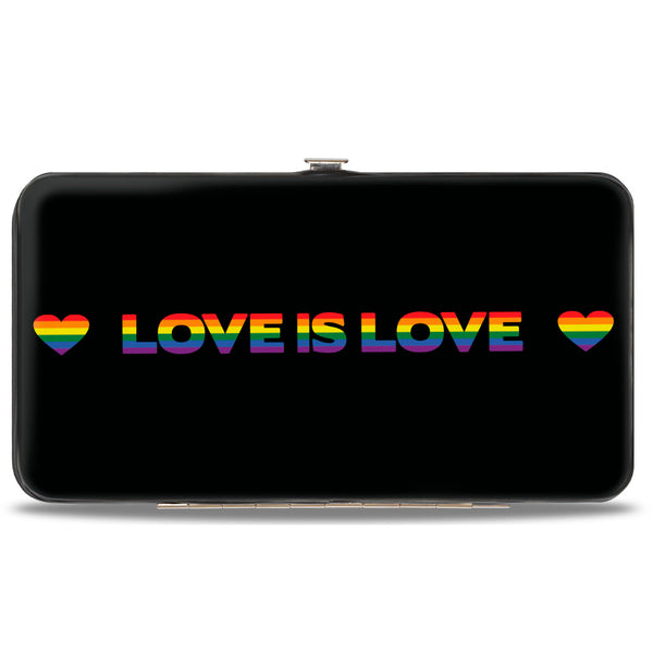 Buckle-Down Hinged Wallet - LOVE IS LOVE Heart Black Rainbow