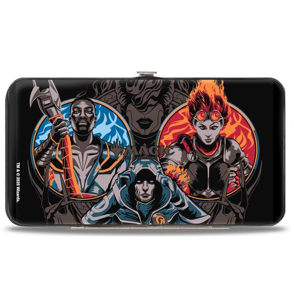Buckle-Down Hinged Wallet - MAGIC THE GATHERING Three Planeswalker Poses And Title Logo Black/Grays/Multi Color