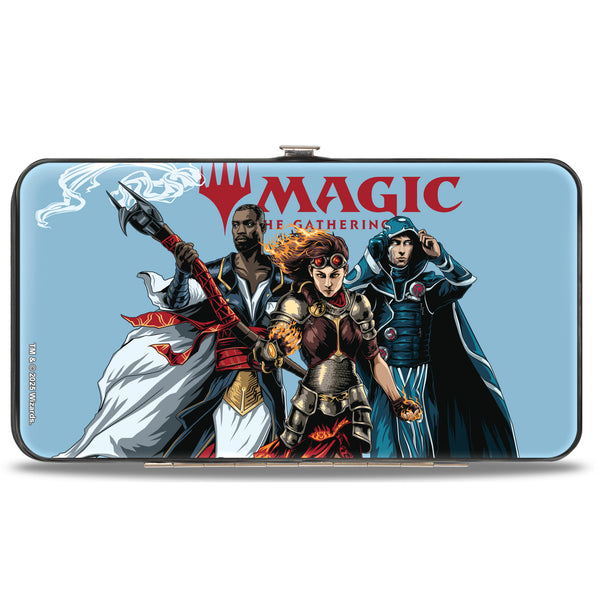 Buckle-Down Hinged Wallet - MAGIC THE GATHERING Three Planeswalker Group Pose And Title Logo Light Blue