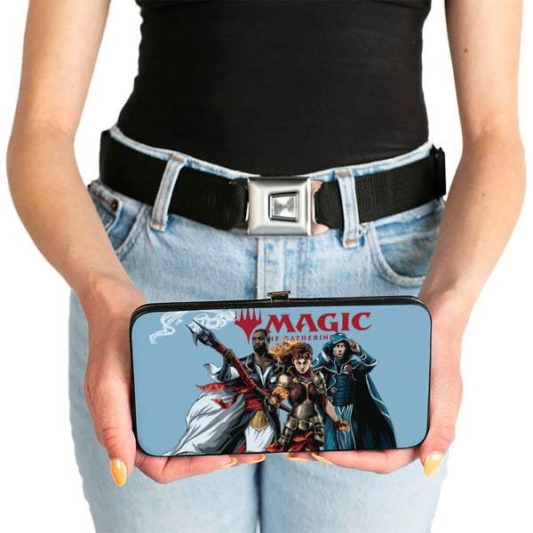 Buckle-Down Hinged Wallet - MAGIC THE GATHERING Three Planeswalker Group Pose And Title Logo Light Blue