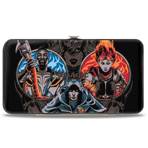 Buckle-Down Hinged Wallet - MAGIC THE GATHERING Three Planeswalker Poses and Title Logo Black/Grays/Multi Color