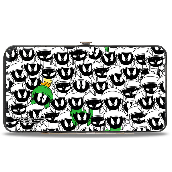 Buckle-Down Hinged Wallet - Marvin The Martian Ray Gun Pose Expressions Stacked LANDSCAPE White Black Multi Color