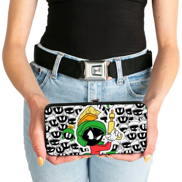 Buckle-Down Hinged Wallet - Marvin The Martian Ray Gun Pose Expressions Stacked LANDSCAPE White Black Multi Color
