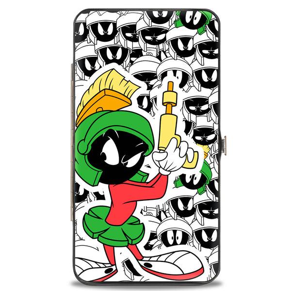 Buckle-Down Hinged Wallet - Marvin the Martian Ray Gun Pose Expressions Stacked PORTRAIT White Black Multi Color