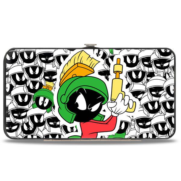 Buckle-Down Hinged Wallet - Marvin the Martian Ray Gun Pose Expressions Stacked LANDSCAPE White Black Multi Color