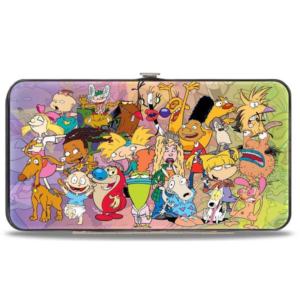 Buckle-Down Hinged Wallet - Nick 90's 24-Character Group Pose + CLOSE-UP Fade Multi Color