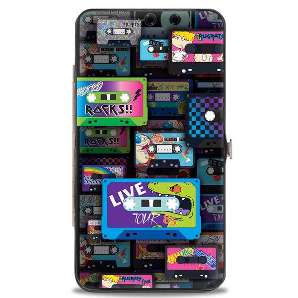 Buckle-Down Hinged Wallet - Nick 90's Rewind Mash Up Cassette Tapes Collage Black