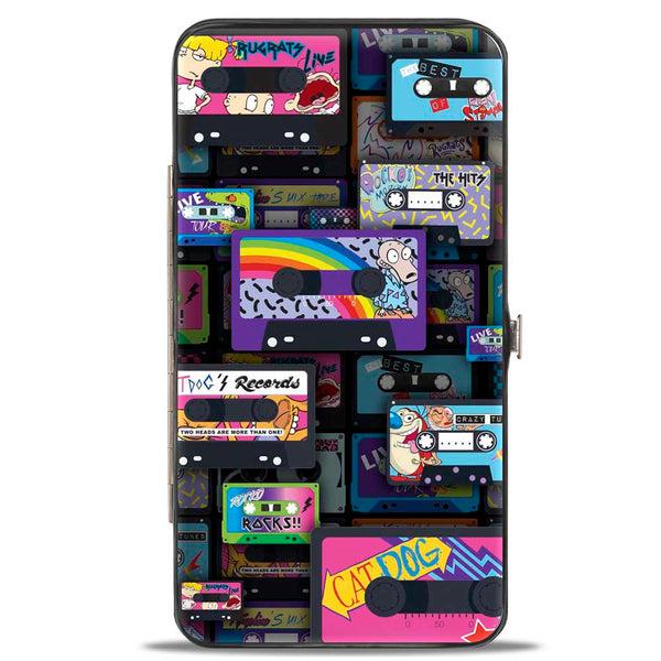 Buckle-Down Hinged Wallet - Nick 90's Rewind Mash Up Cassette Tapes Collage Black