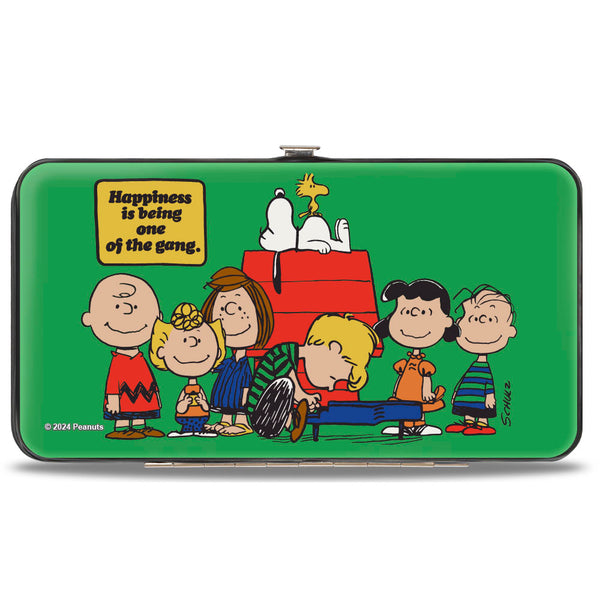 Buckle-Down Hinged Wallet - Peanuts Gang HAPINESS IS BEING ONE OF THE GANG Group Pose Green
