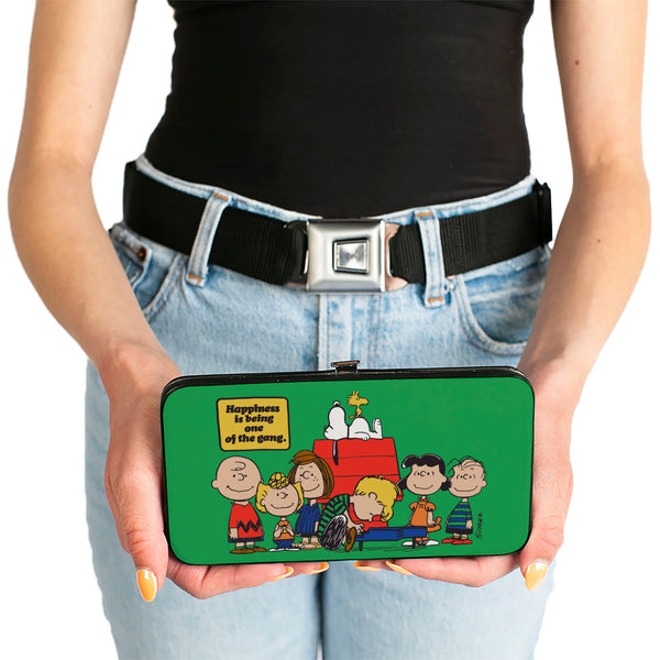 Buckle-Down Hinged Wallet - Peanuts Gang HAPINESS IS BEING ONE OF THE GANG Group Pose Green