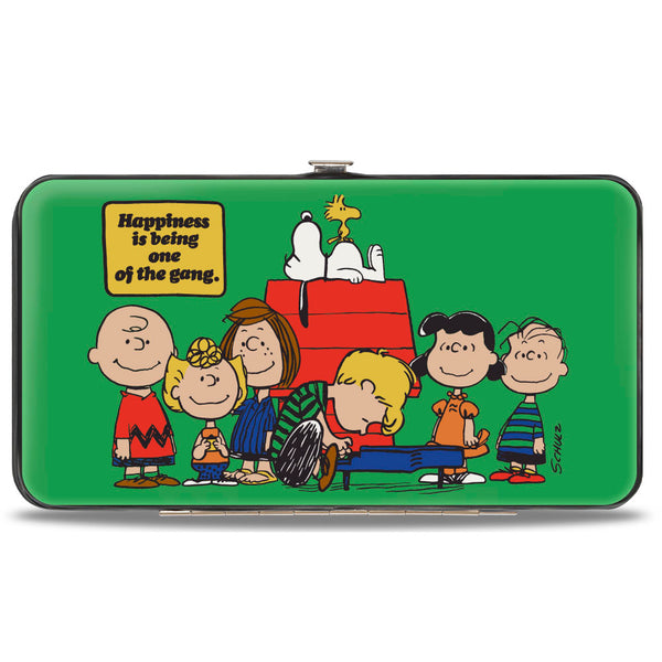 Buckle-Down Hinged Wallet - Peanuts Gang HAPINESS IS BEING ONE OF THE GANG Group Pose Green