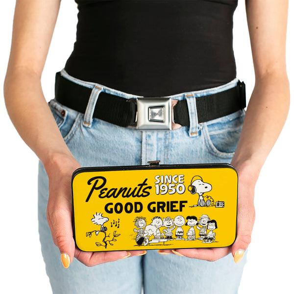 Buckle-Down Hinged Wallet - PEANUTS Gang SINCE 1950 GOOD GRIEF Group Pose Yellow/Black