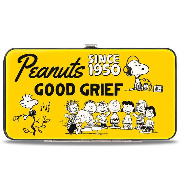 Buckle-Down Hinged Wallet - PEANUTS Gang SINCE 1950 GOOD GRIEF Group Pose Yellow/Black