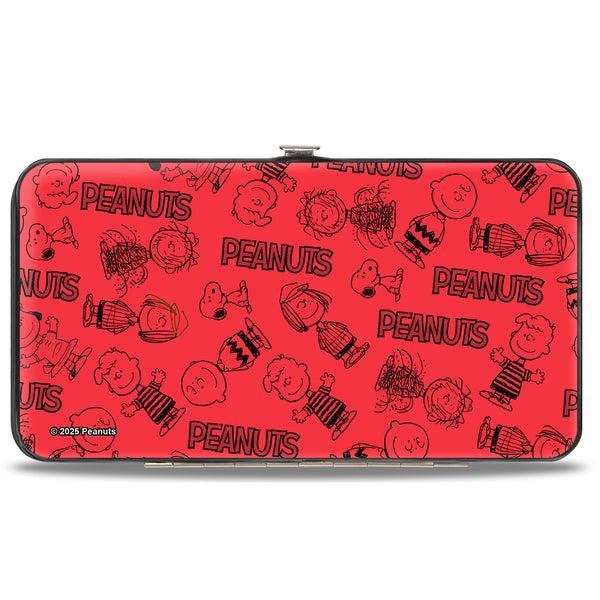 Buckle-Down Hinged Wallet - PEANUTS Gang Six Character And Title Logo Collage Red/Black