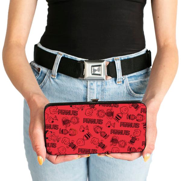 Buckle-Down Hinged Wallet - PEANUTS Gang Six Character And Title Logo Collage Red/Black