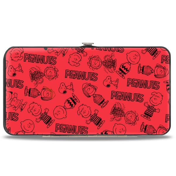 Buckle-Down Hinged Wallet - PEANUTS Gang Six Character and Title Logo Collage Red/Black