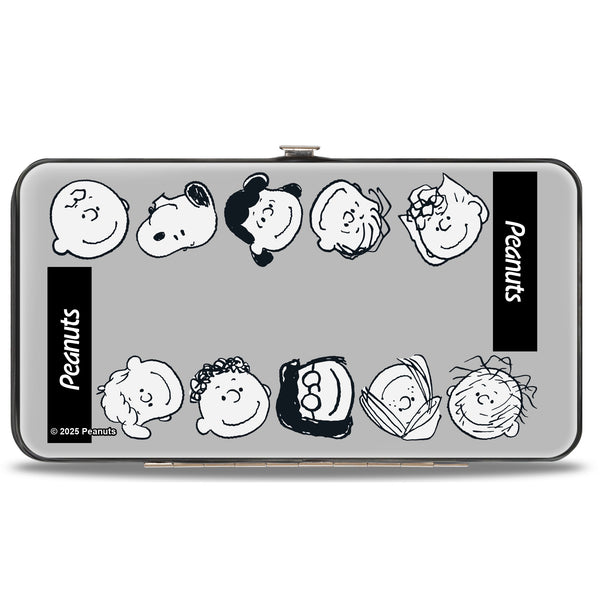 Buckle-Down Hinged Wallet - Peanuts Gang Ten Character Faces Gray/Black/White