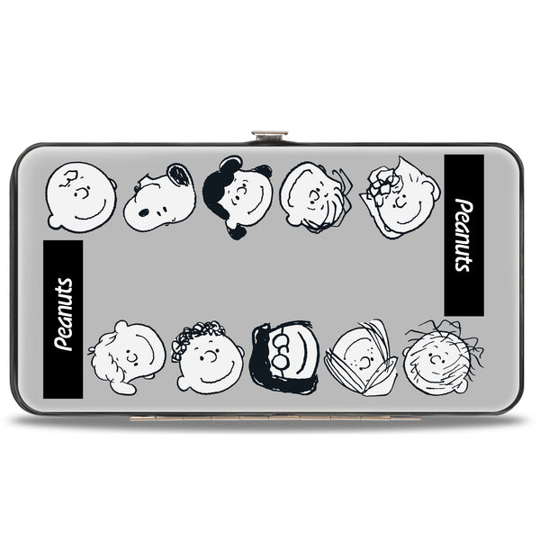 Buckle-Down Hinged Wallet - Peanuts Gang Ten Character Faces Gray/Black/White