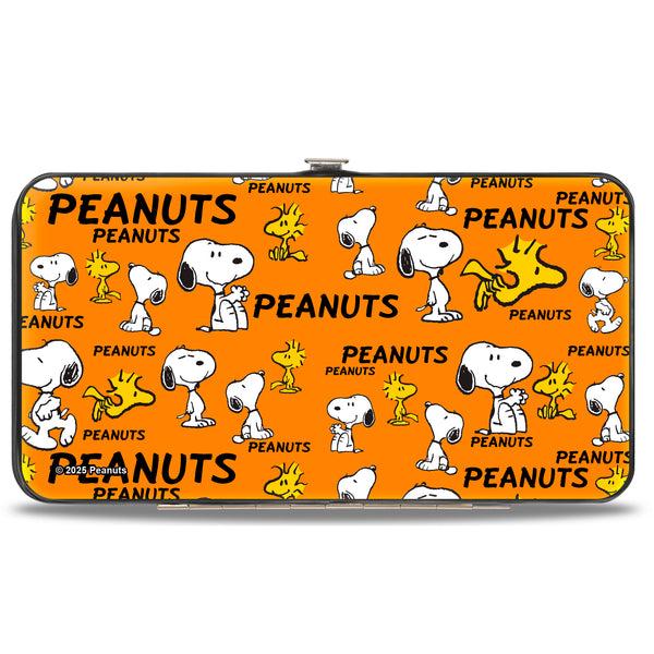 Buckle-Down Hinged Wallet - PEANUTS Snoopy And Woodstock Poses Collage Orange