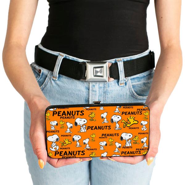 Buckle-Down Hinged Wallet - PEANUTS Snoopy And Woodstock Poses Collage Orange