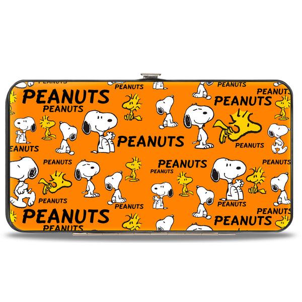 Buckle-Down Hinged Wallet - PEANUTS Snoopy and Woodstock Poses Collage Orange