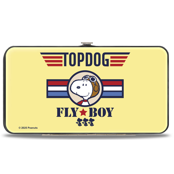Buckle-Down Hinged Wallet - Peanuts Snoopy FLY BOY TOP DOG Flying Ace Yellow/Blue/Red