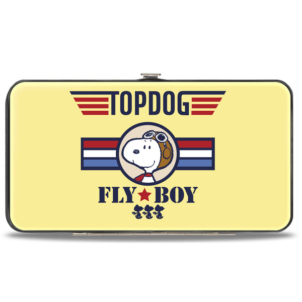 Buckle-Down Hinged Wallet - Peanuts Snoopy FLY BOY TOP DOG Flying Ace Yellow/Blue/Red