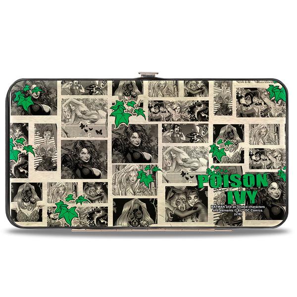 Buckle-Down Hinged Wallet - Poison Ivy Pose + Logo Ivy Comic Scenes Grays Greens
