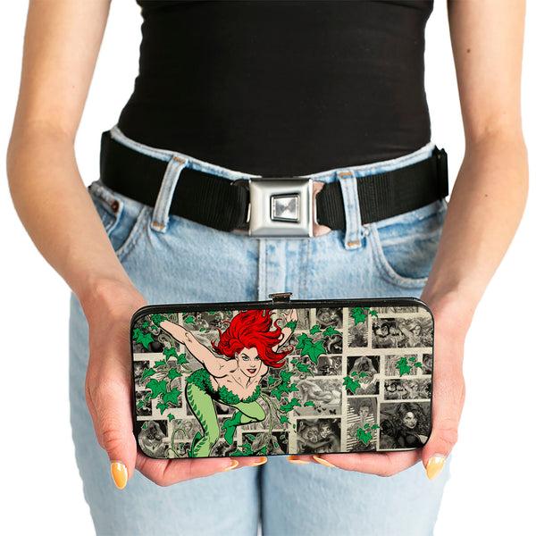 Buckle-Down Hinged Wallet - Poison Ivy Pose + Logo Ivy Comic Scenes Grays Greens
